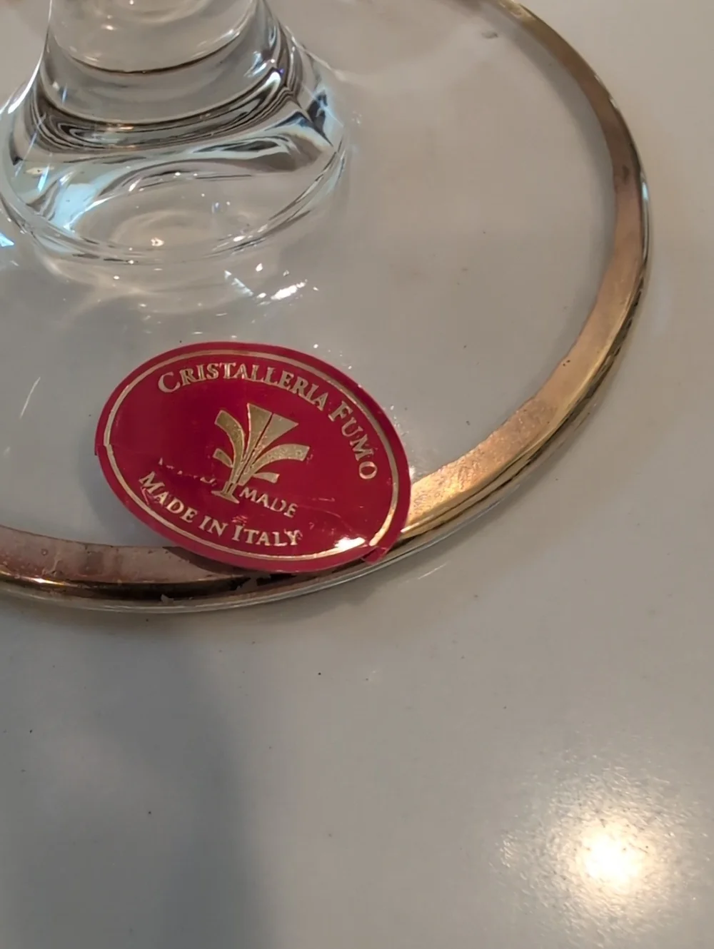Elegant Vintage Cristalleria Fumo 24K Gold-Rimmed Wine Glasses - Set of 3 Italy